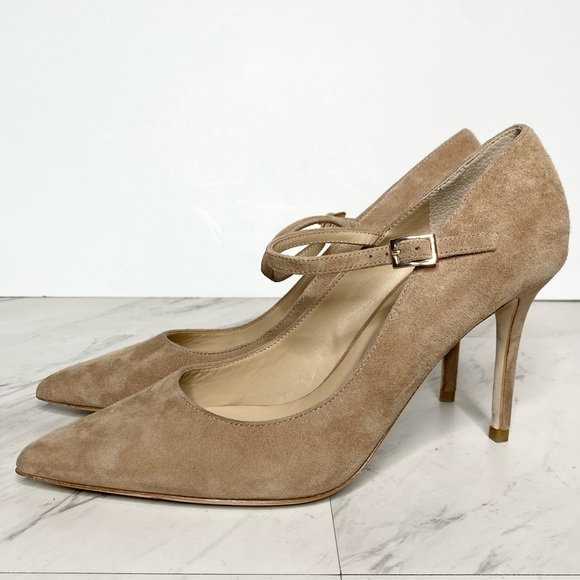 L’Agence Jolie Tan Suede Pointy Toe Pump 8 1/2 - Picture 1 of 15